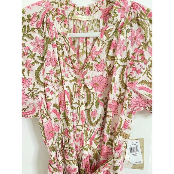 Charina Sarte Spade Floral Pink Block Print Cotton Ruffle Mini Dress Tuckernuck - Picture 10 of 10